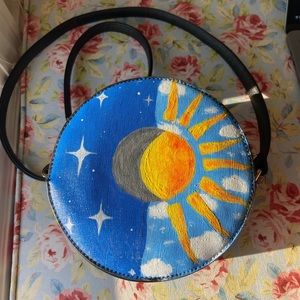 🌞⛅️hand painted sun and moon purse 🌑✨
